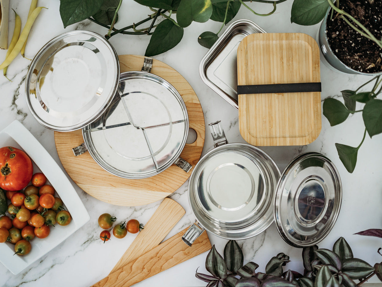 Round Stainless Steel Airtight Take-Out Container with Dividers