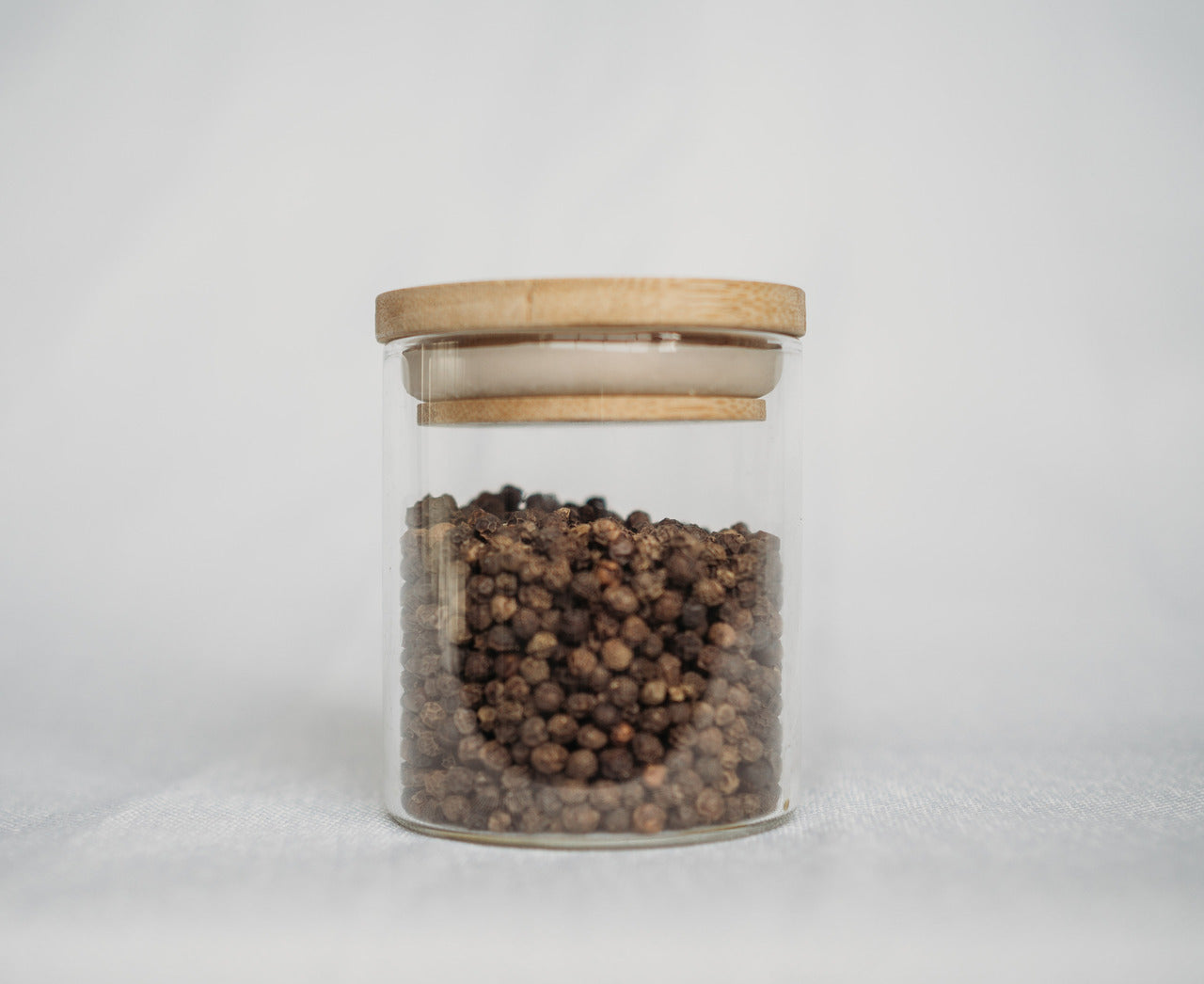 Small Glass Storage Jar with a Bamboo Lid - Bundle of 3