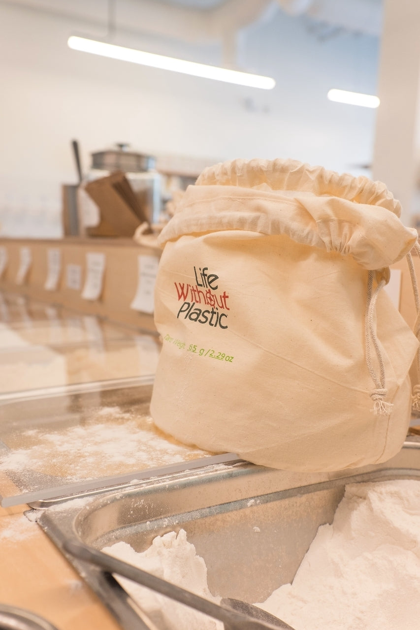 Organic Cotton LARGE Flat-Bottom Double Layer Bulk Bag for Flour